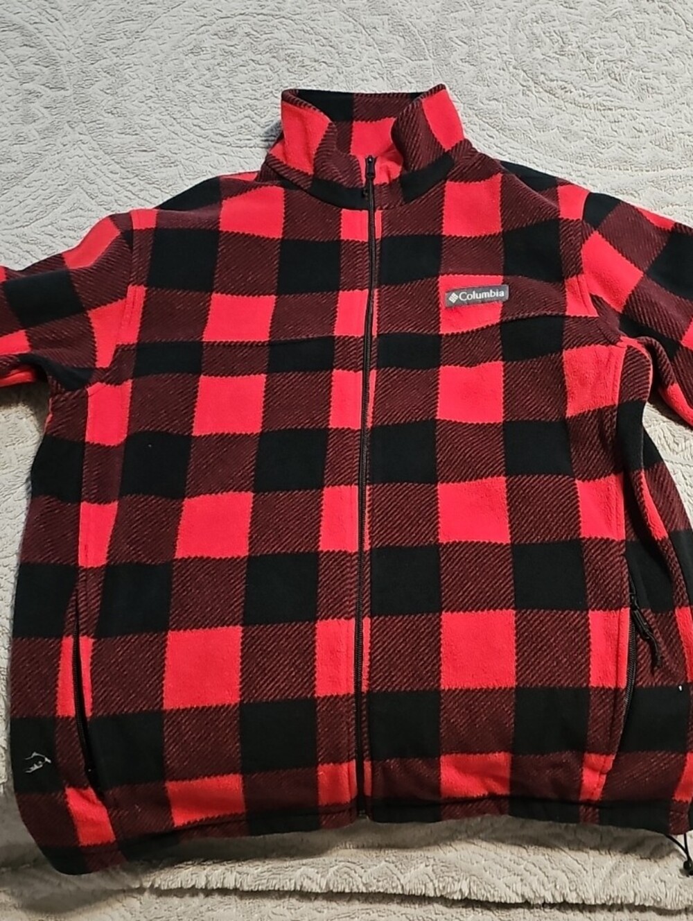 Columbia Red and Black Buffalo Plaid Fleece Jacket